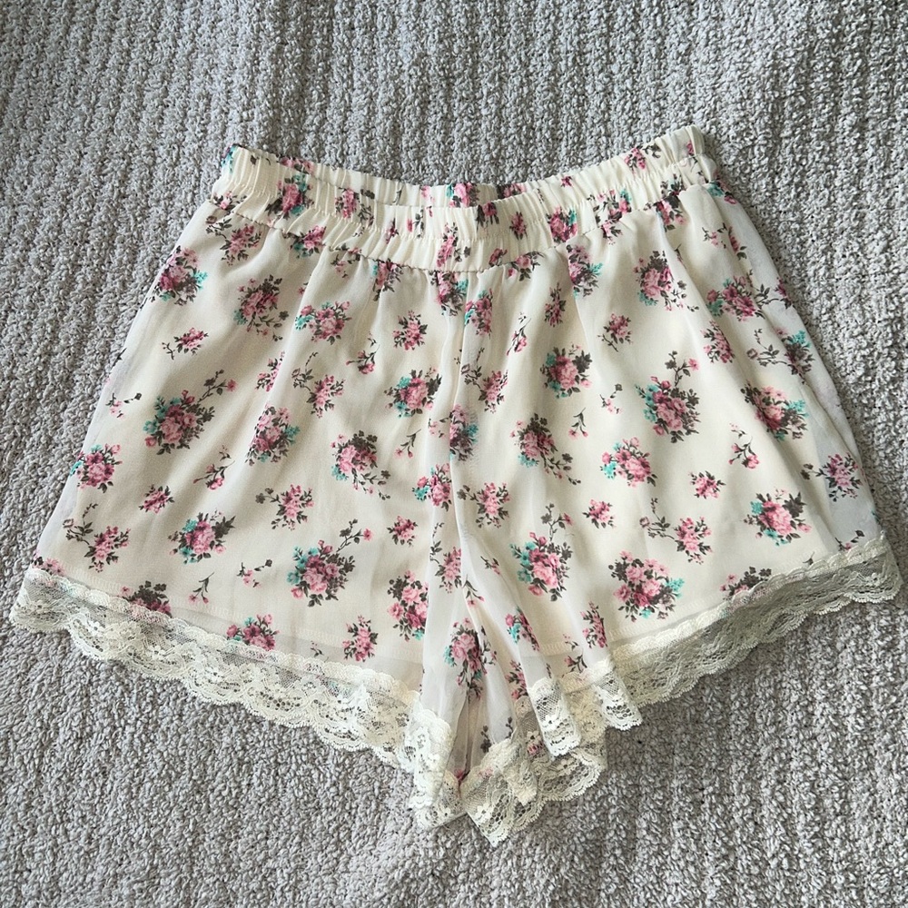 Lush Floral Lace Shorts